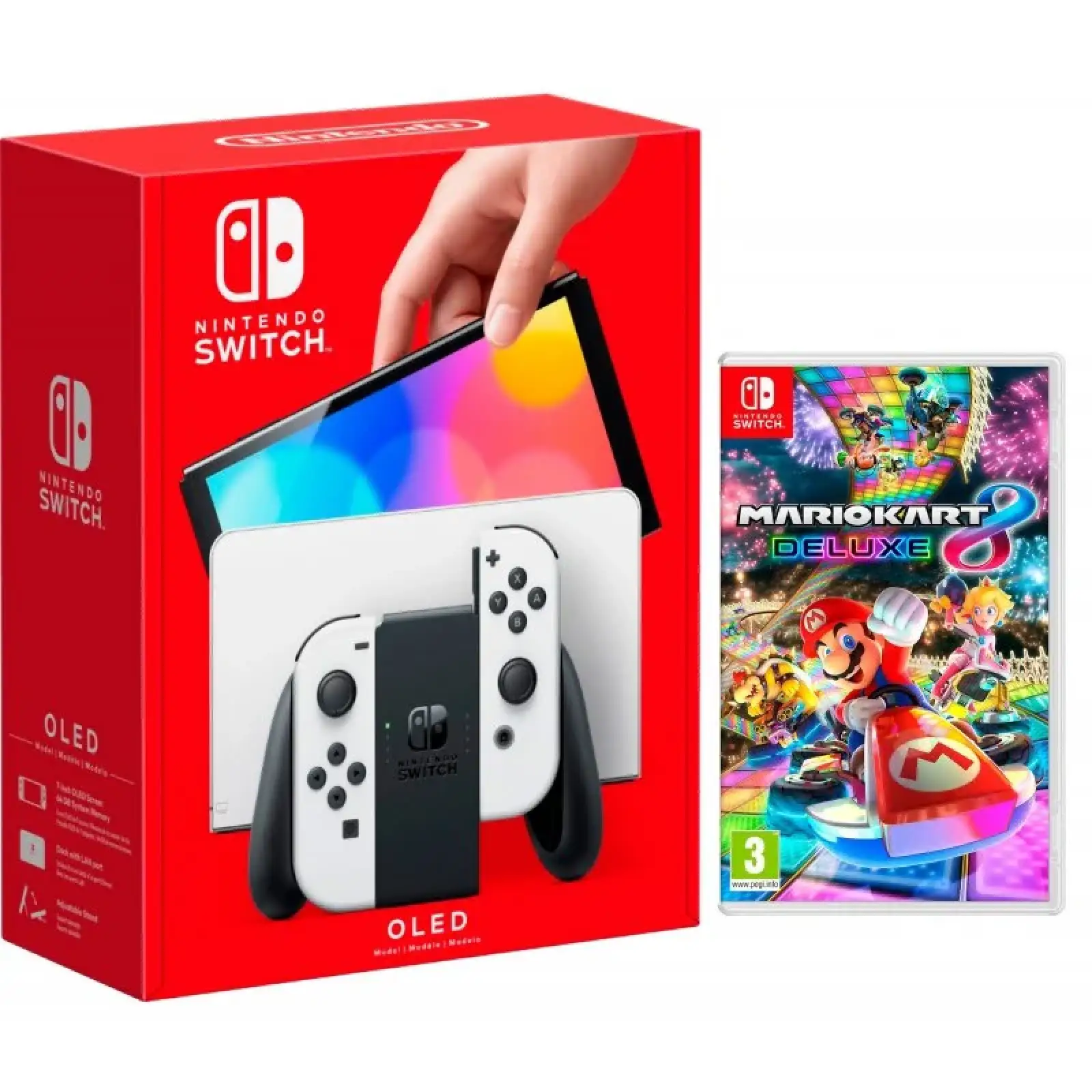 Ігрова консоль Nintendo Switch OLED with White Joy-Con + Mario Kart 8 Deluxe