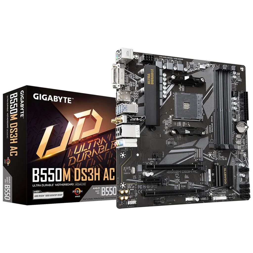 Материнская плата Gigabyte AMD B550 SAM4 MATX B550M DS3H AC 1.7 UA