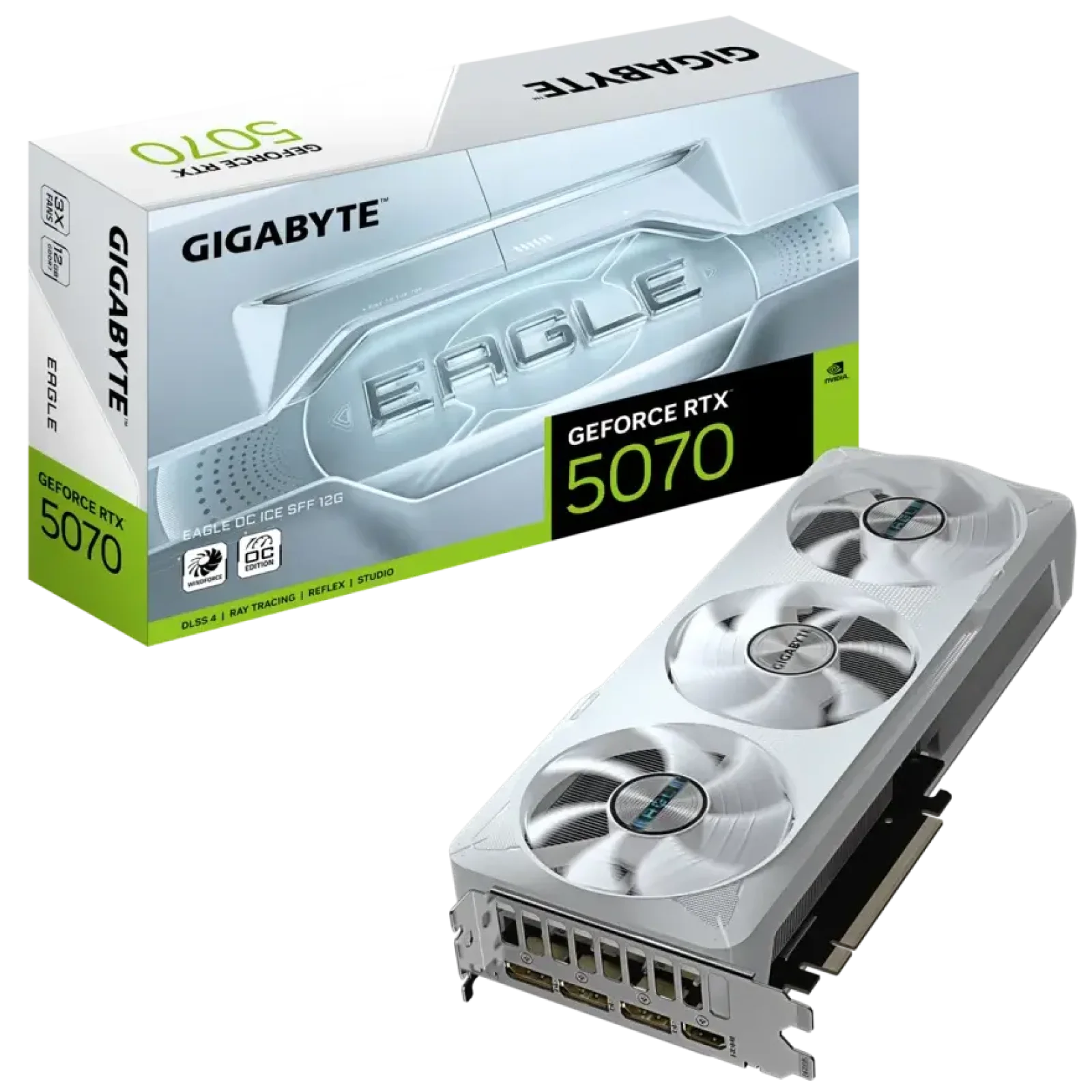 Видеокарта GIGABYTE GeForce RTX 5070 EAGLE OC ICE SFF 12G (GV-N5070EAGLEOC ICE-12GD)