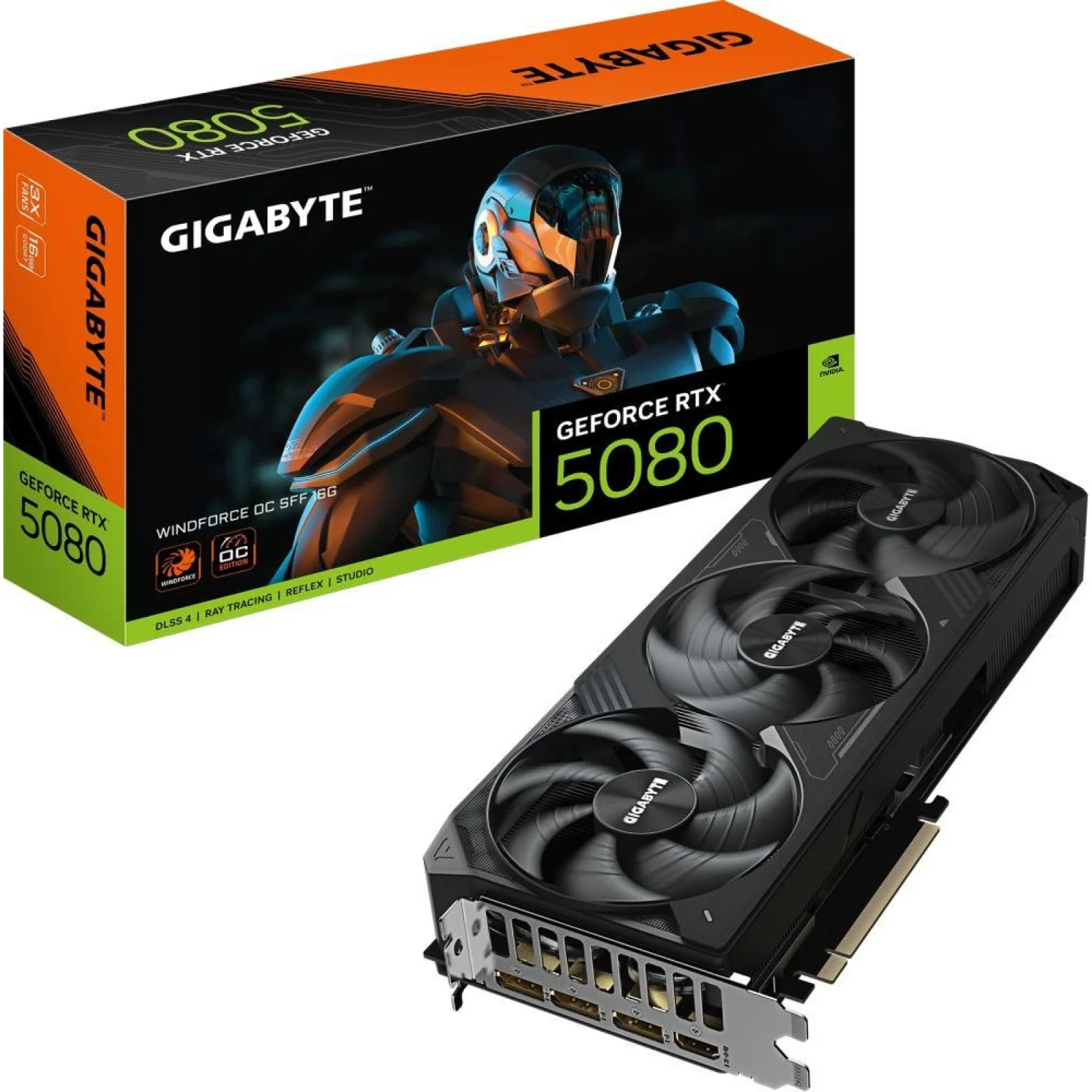 Видеокарта GIGABYTE GeForce RTX 5080 WINDFORCE OC SFF 16G (GV-N5080WF3OC-16GD)