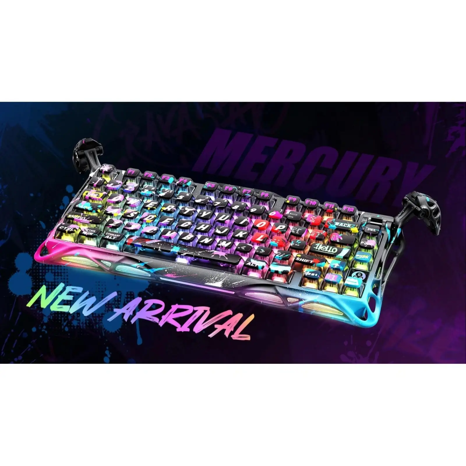 Клавиатура GravaStar Mercury V75 Pro Magnetic Jade Gaming Neon Graffiti (GSV75PRO_U_CG_BLK) UA
