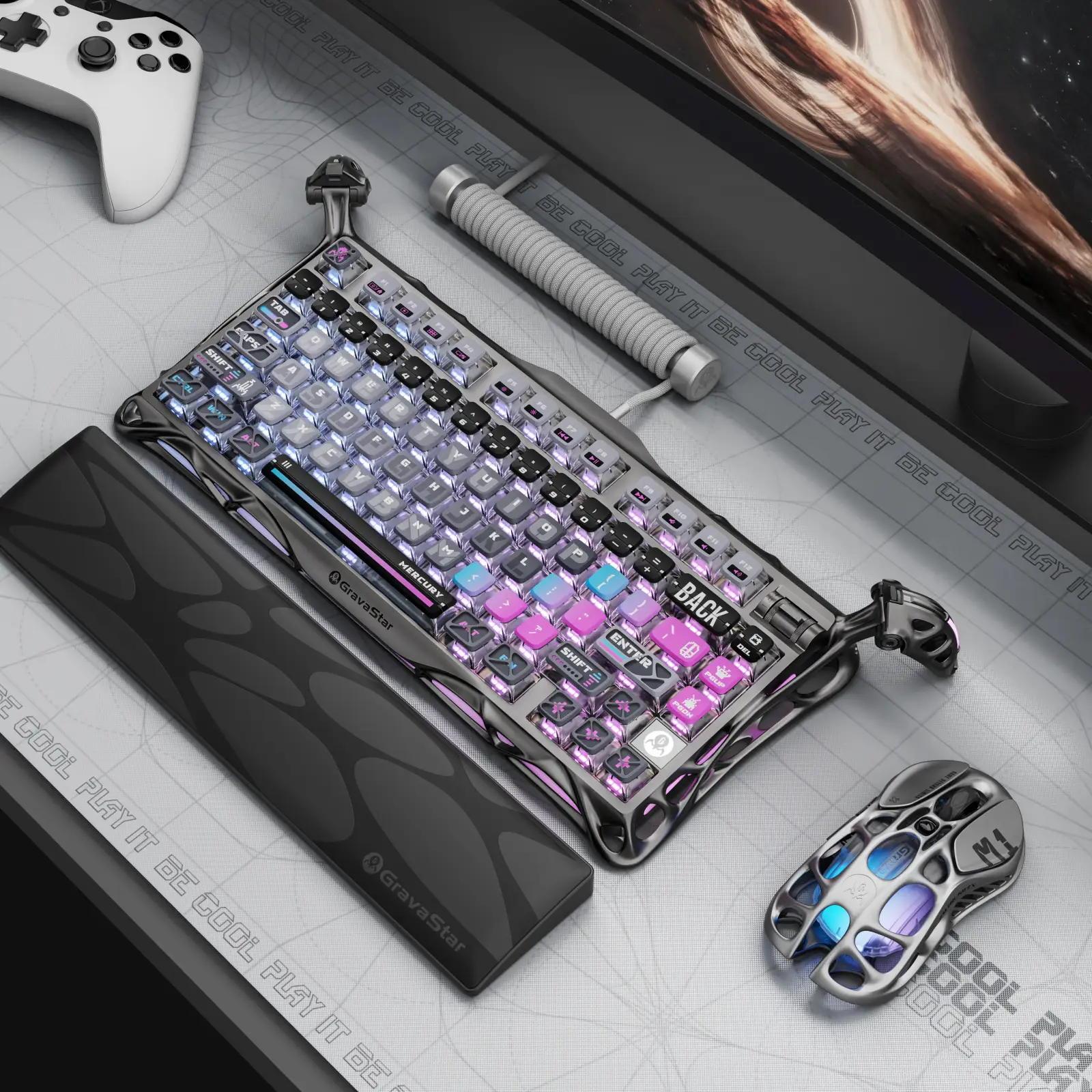 Клавиатура механическая Gravastar Mercury K1 Pro TKL Cyberpunk (GSK1PRO_CBLK) UA