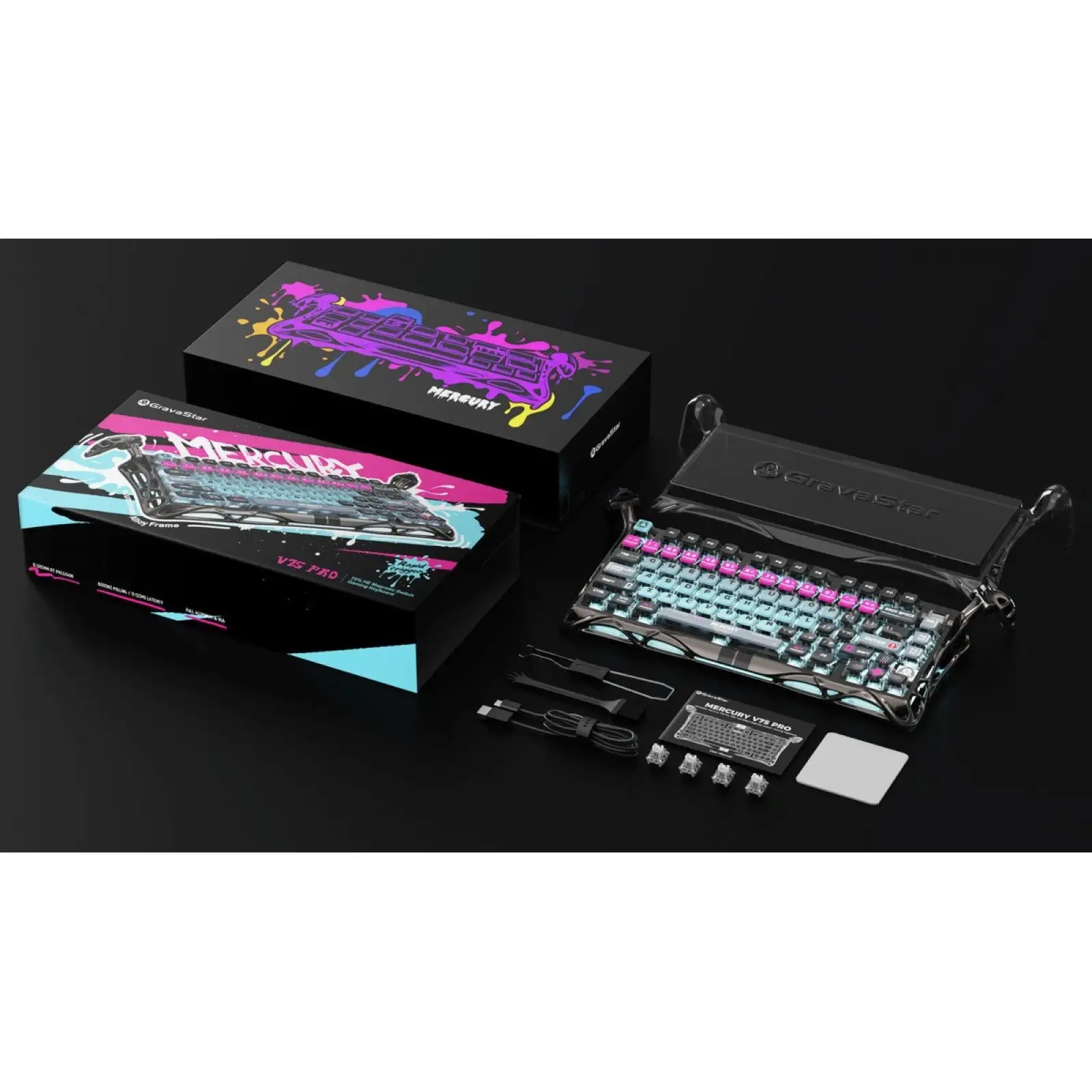 Клавиатура GravaStar Mercury V75 Pro Magnetic Jade Gaming Cyberpunk (GSV75PRO_U_RM_EGRY) UA