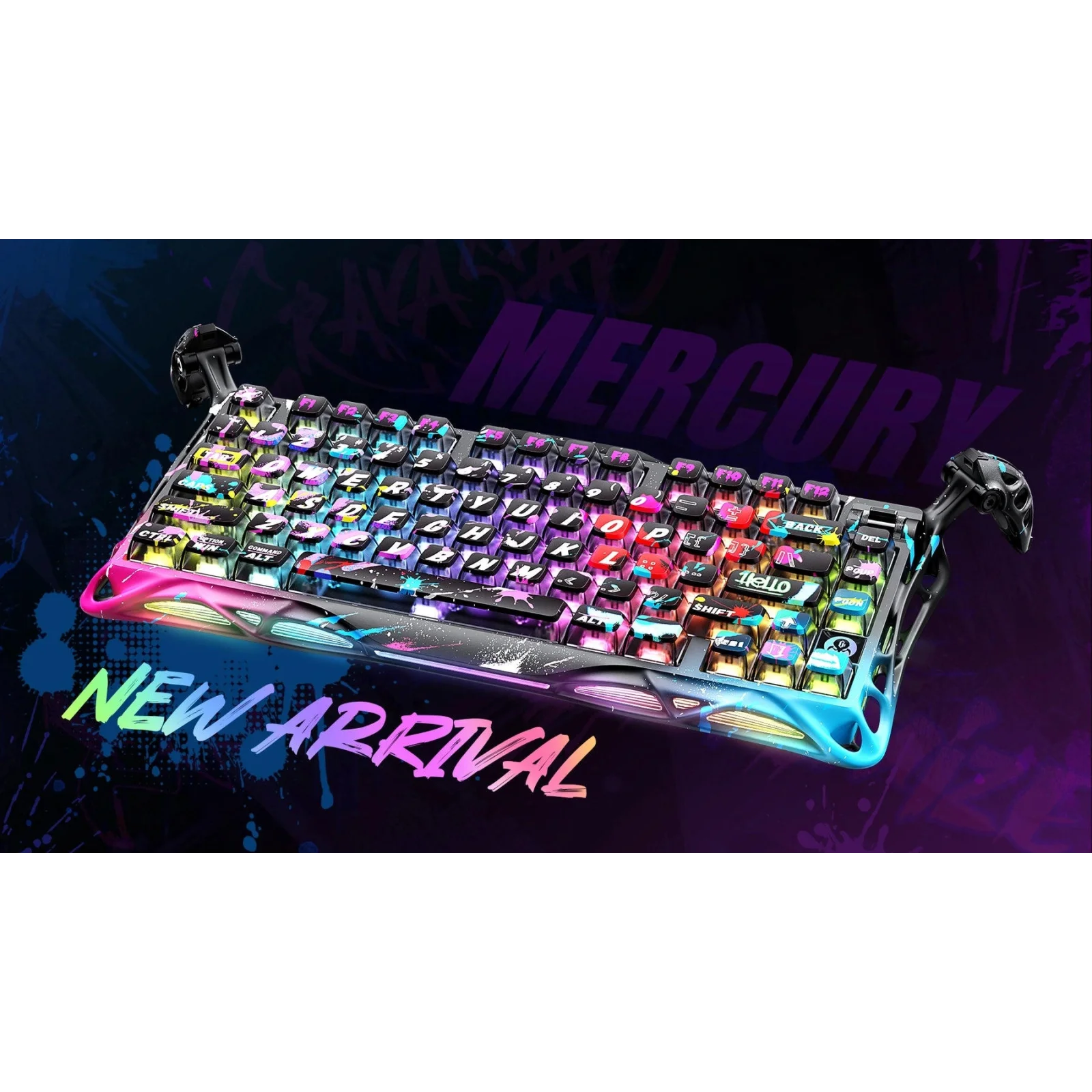 Клавиатура GravaStar Mercury V75 Pro Magnetic Jade Gaming Neon Graffiti (GS_V75_PRO_CG_BLK) UA