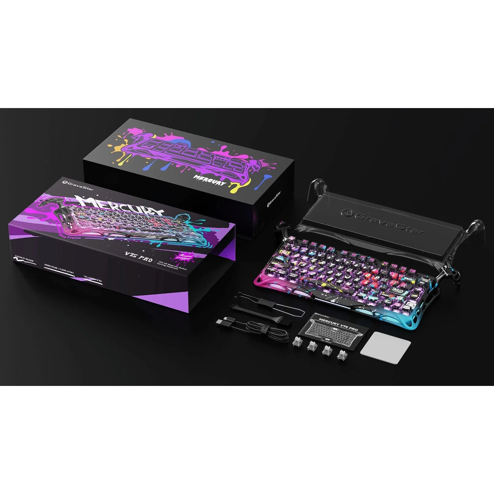 Клавиатура GravaStar Mercury V75 Pro Magnetic Jade Gaming Neon Graffiti (GS_V75_PRO_CG_BLK) UA