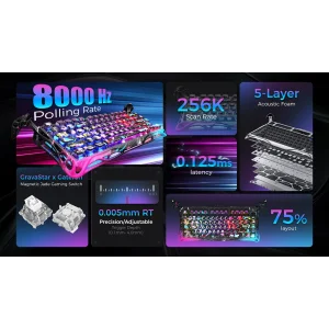 Клавиатура GravaStar Mercury V75 Pro Magnetic Jade Gaming Neon Graffiti (GS_V75_PRO_CG_BLK) UA