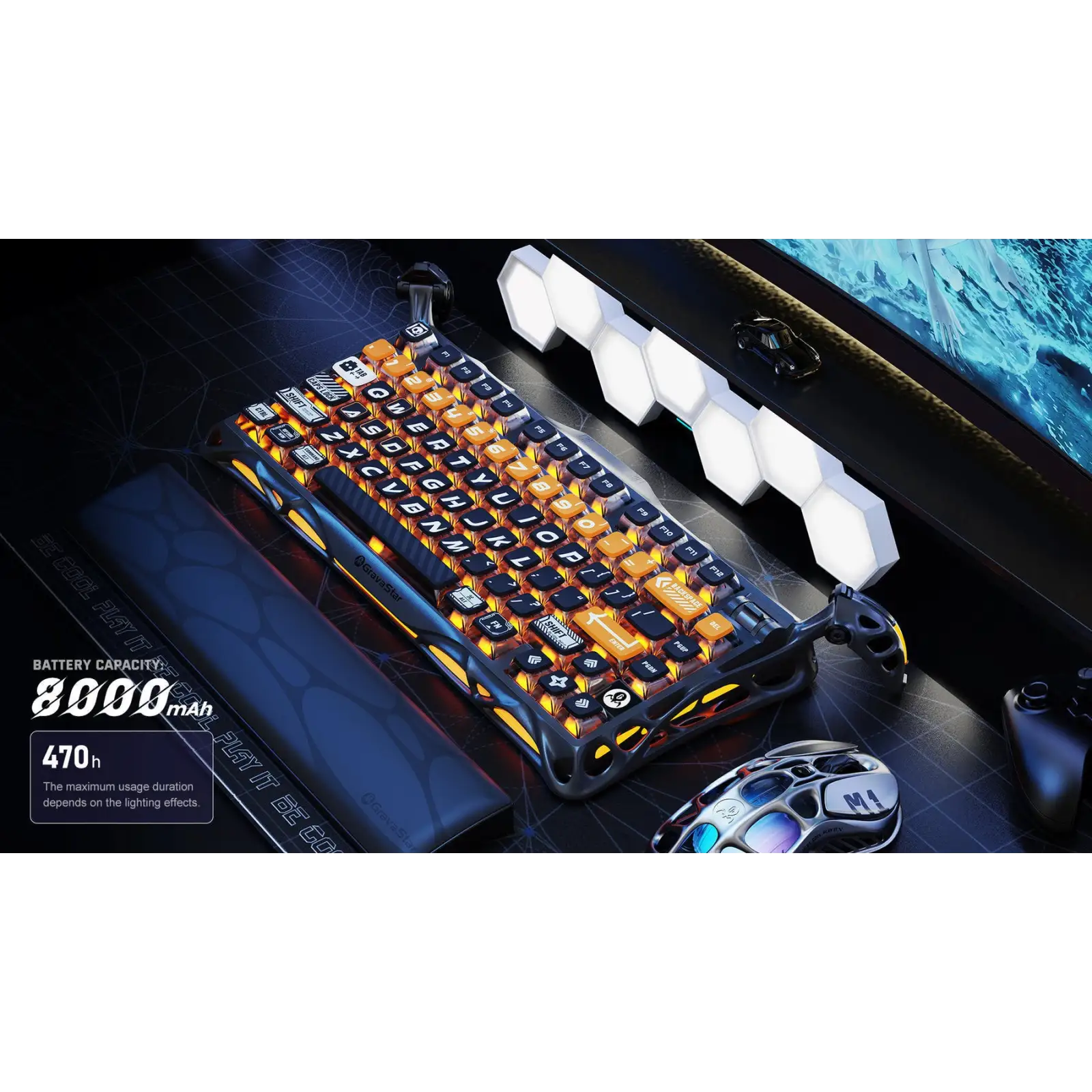 Клавіатура механічна GravaStar Mercury K1 Pro 80keys x Kailh Speedy Mint CyberFlare (GS_K1_PRO_BO_BLK) UA