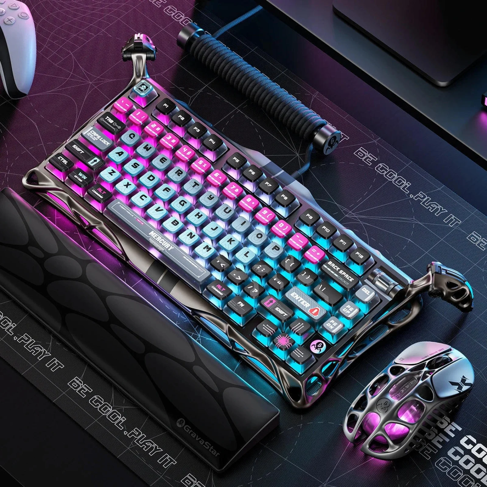 Клавіатура механічна GravaStar Mercury V75 Pro Magnetic Jade Gaming Cyberpunk (GS_V75_PRO_RM_EGRY) UA