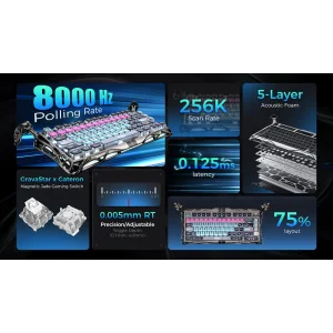 Клавіатура механічна GravaStar Mercury V75 Pro Magnetic Jade Gaming Cyberpunk (GS_V75_PRO_RM_EGRY) UA