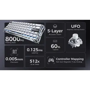 Клавіатура GravaStar Mercury V60 Pro Chrome Silver (GSV60PRO_XTAL_SLV) UA