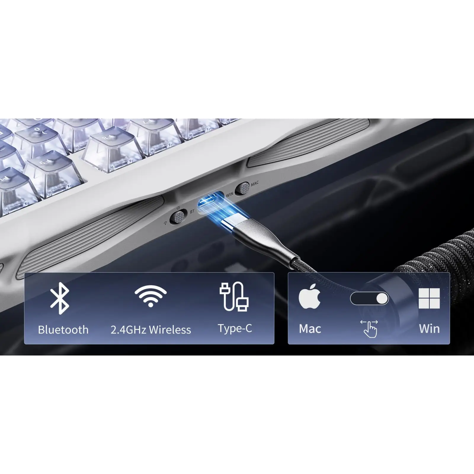 Клавіатура GravaStar Mercury K1 Lite GravaStar x BSUN Grey RGB Crystal Aurora (GSK1LITE_XTAL_AUROA) UA