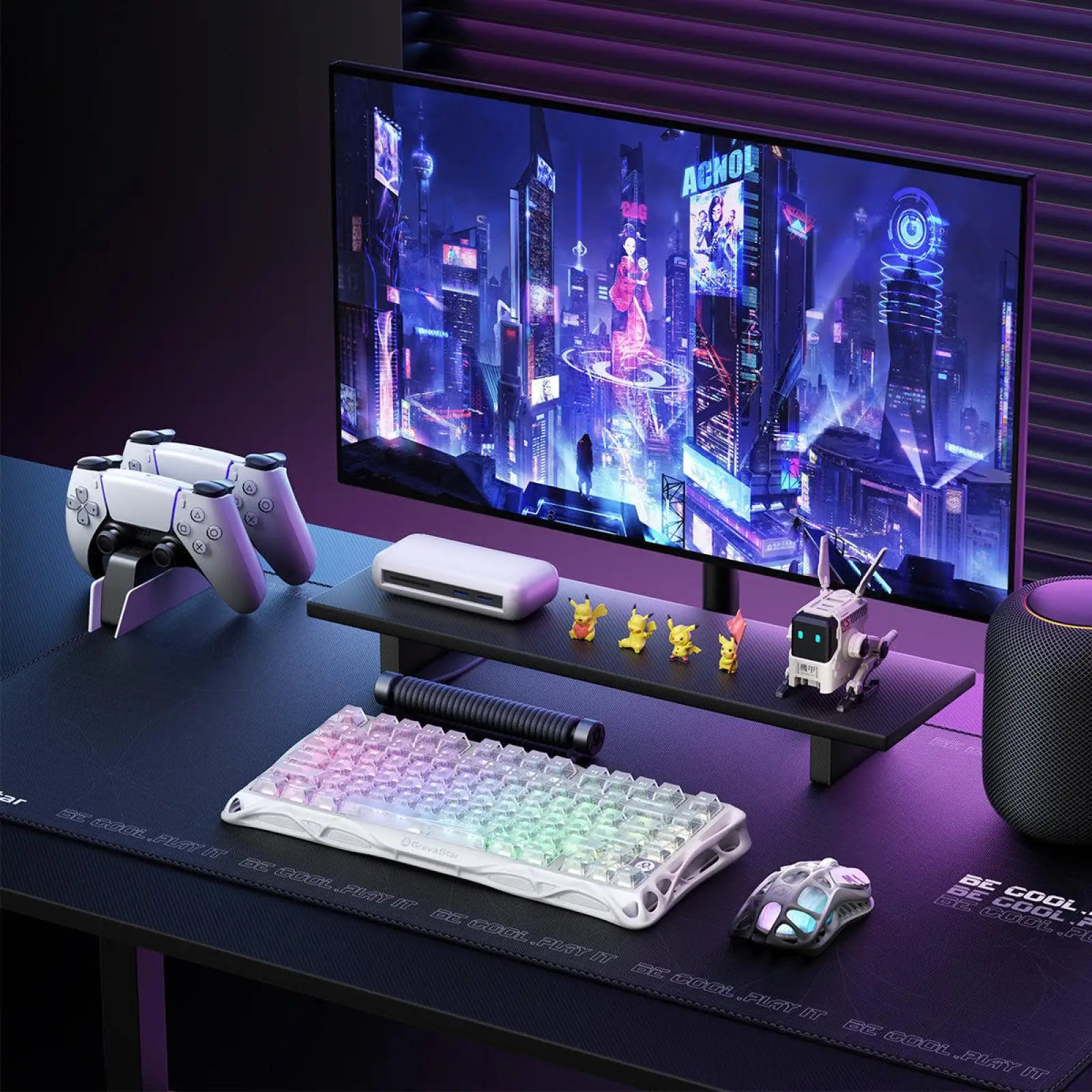 Клавіатура GravaStar Mercury K1 Lite GravaStar x BSUN Grey RGB Crystal Aurora (GSK1LITE_XTAL_AUROA) UA