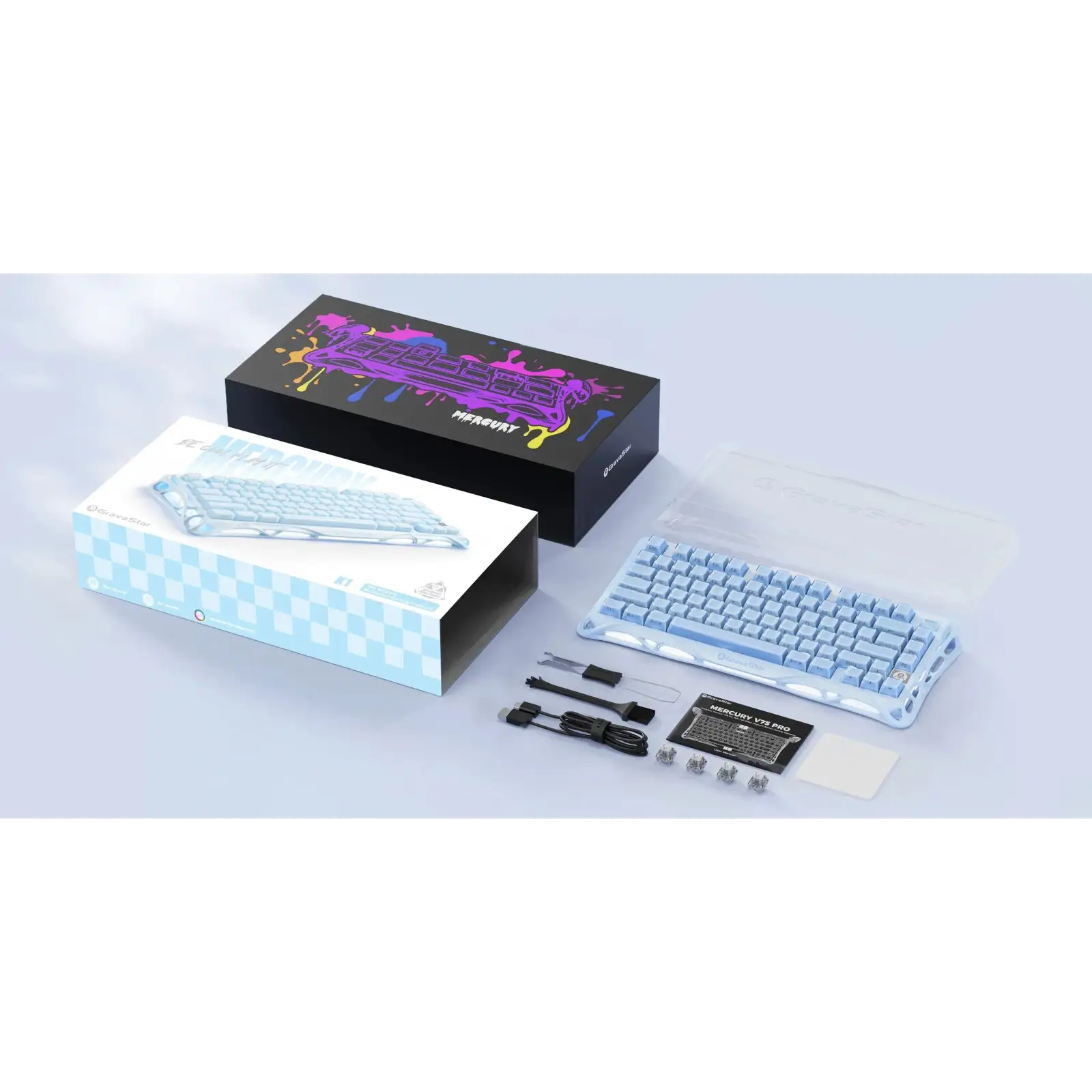 Клавіатура GravaStar Mercury K1 GravaStar x Kailh Cheery Pink Ice Blue (GSK1_BLU) UA