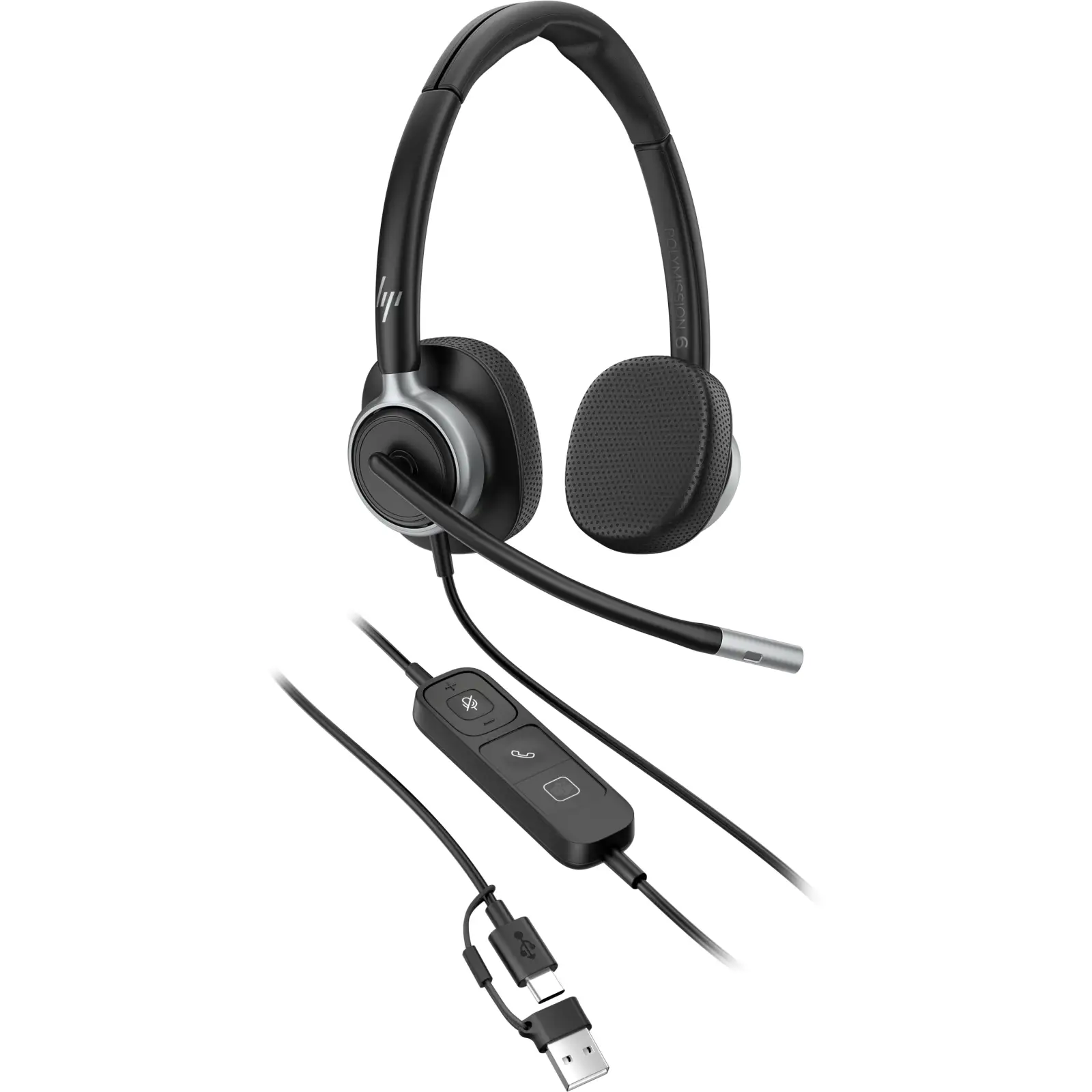 Гарнітура комп'ютерна стерео On-ear HP Poly Mission 625 Stereo USB Wired Headset (C01C6AA) UA