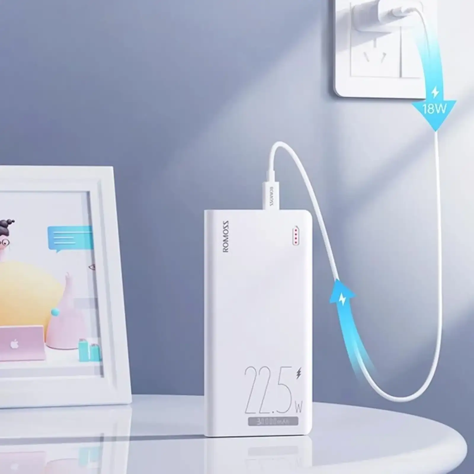 Зовнішній акумулятор Romoss 30000mAh PHP30 22.5W (PHP30-711-1111H) білий UA