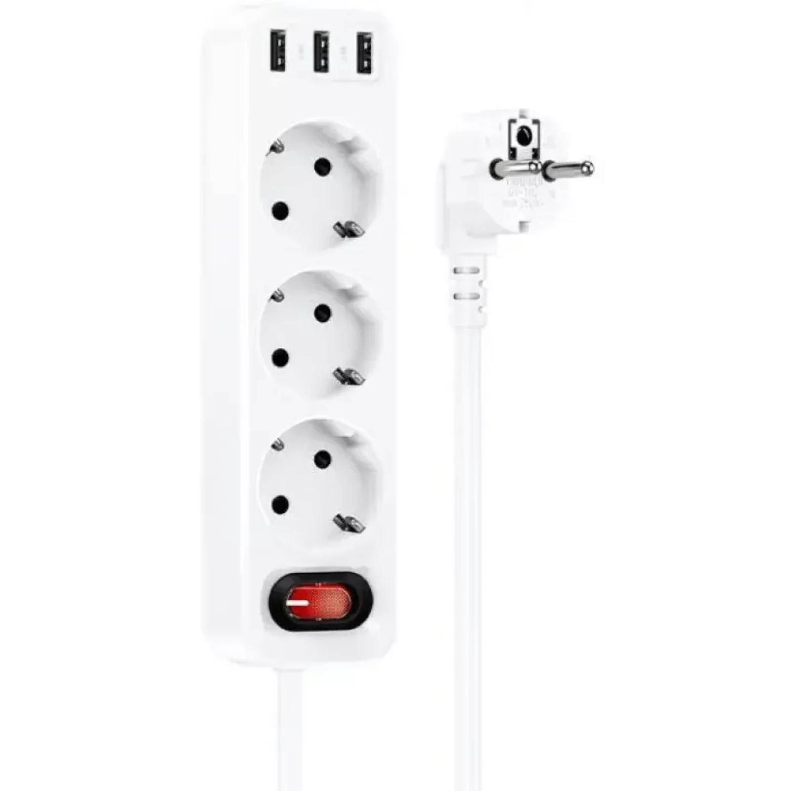 Мережевий фільтр Hoco NS2 3 розетки + 3 USB 1.8m White