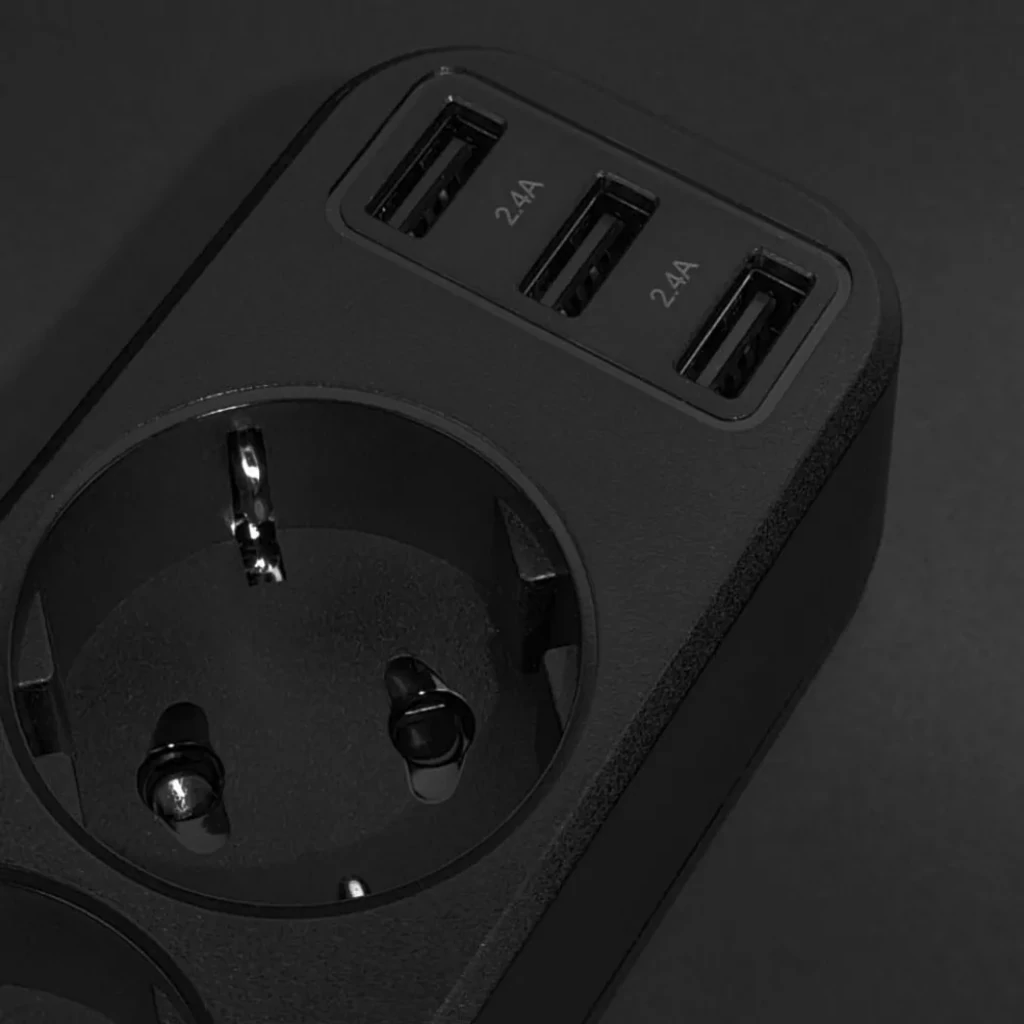 Сетевой фильтр Hoco NS2 3 розетки + 3 USB 1.8m Black
