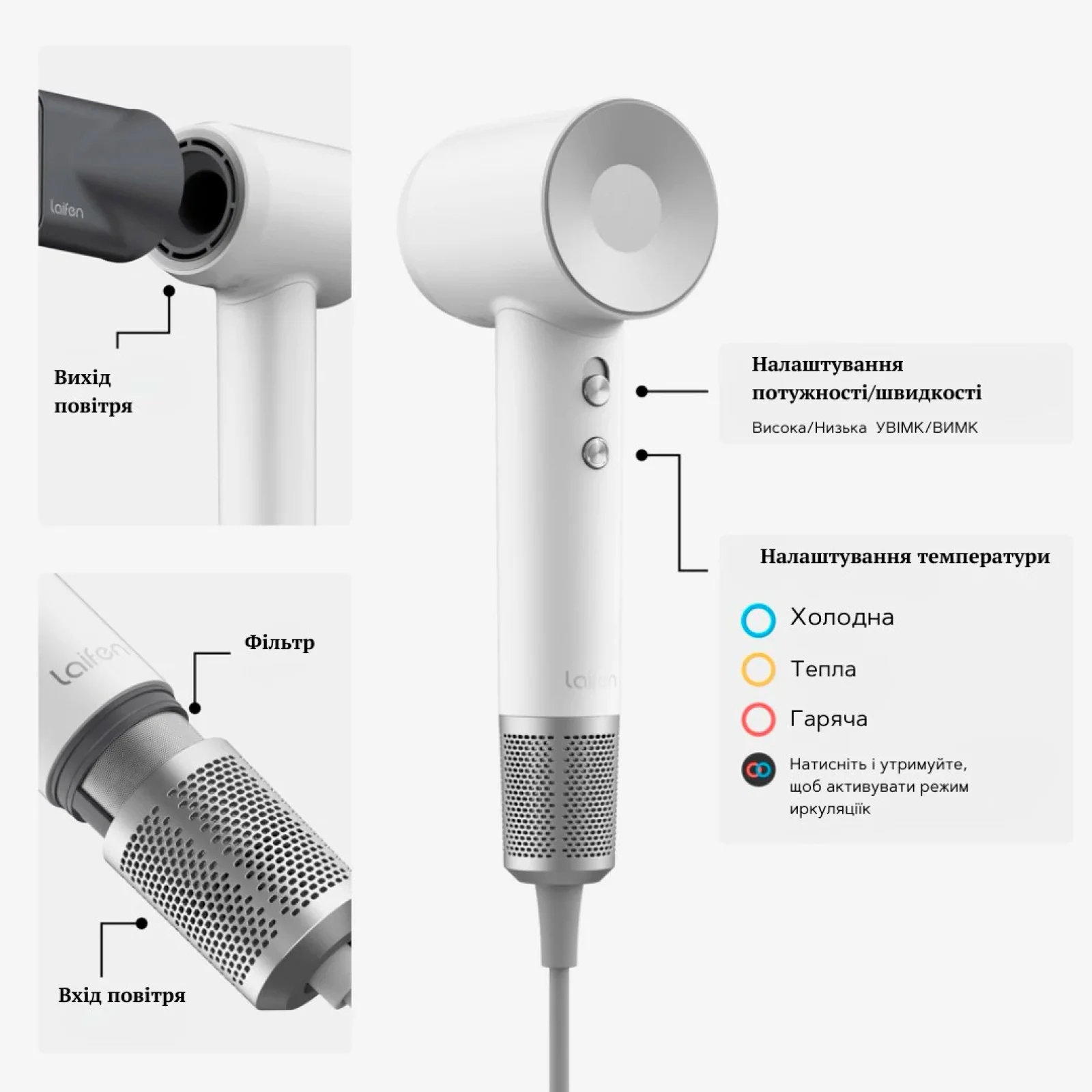 Фен Laifen Swift Pearl White (LF03-WHS-EU)
