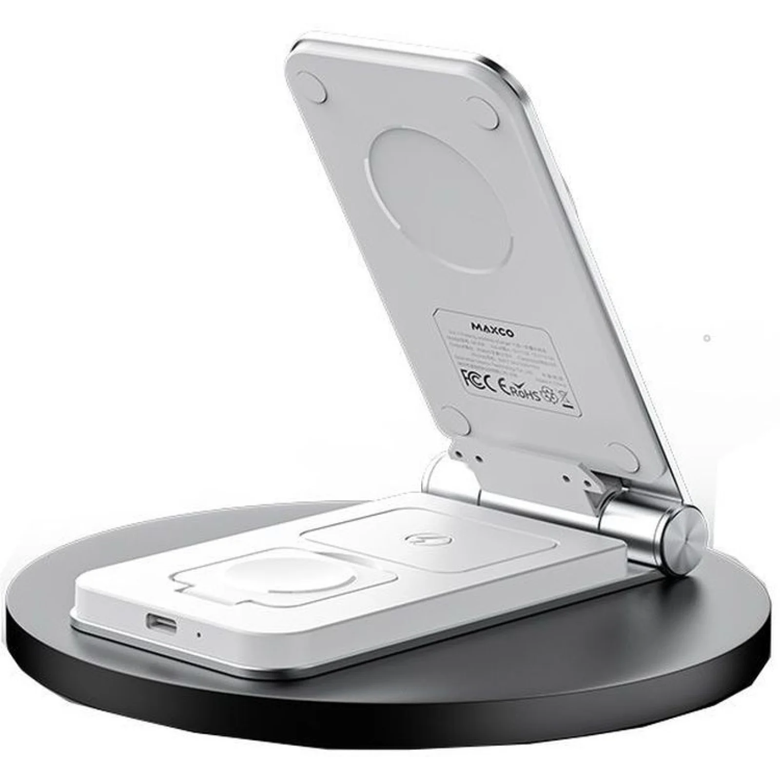 Бездротова зарядка MAXCO 3in1 15W Folding Wireless Charger Grey (MW08)