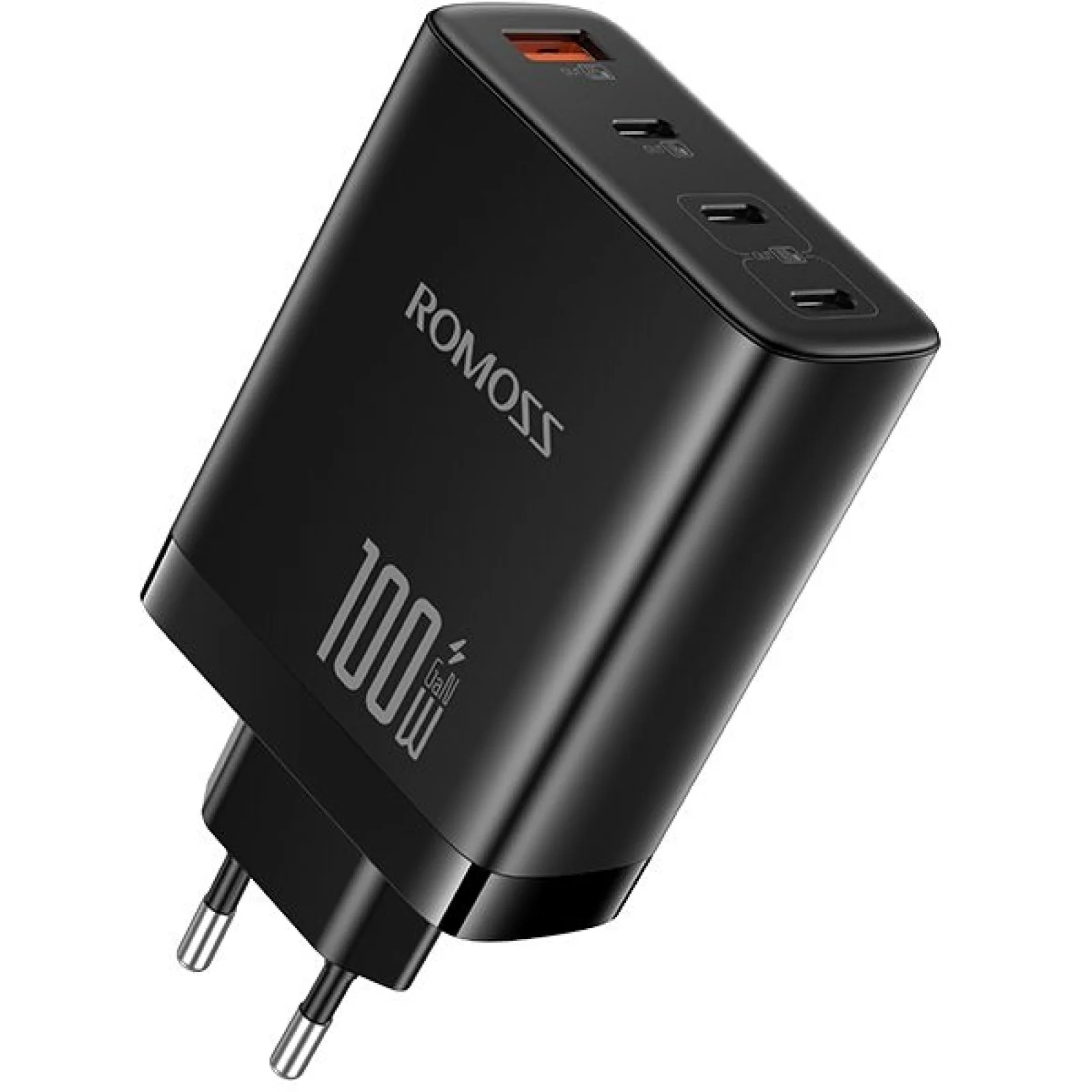 Мережевий зарядний пристрій Romoss 2C1A 100W GaN Black (AC100I-12-234H)
