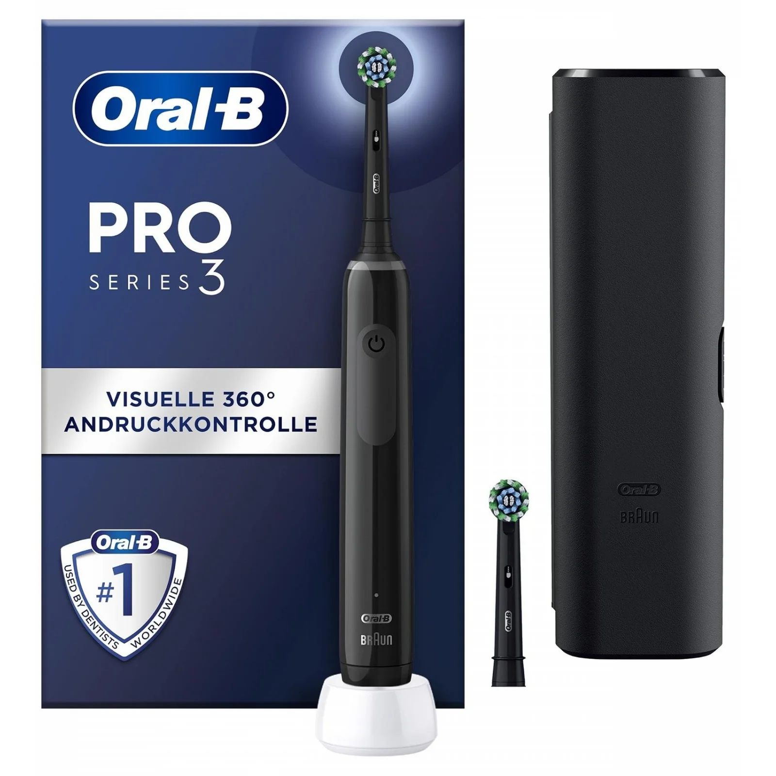 Електрична зубна щітка Oral-B Pro Series 3 3500 Black + Extra CA Black Brush Head + TC D505.523.3X (8006540759912)