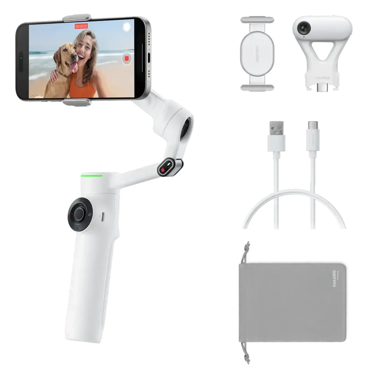 Монопод-стабилизатор Insta360 Flow 2 AI Tracker Bundle White (CINSABQA-W)