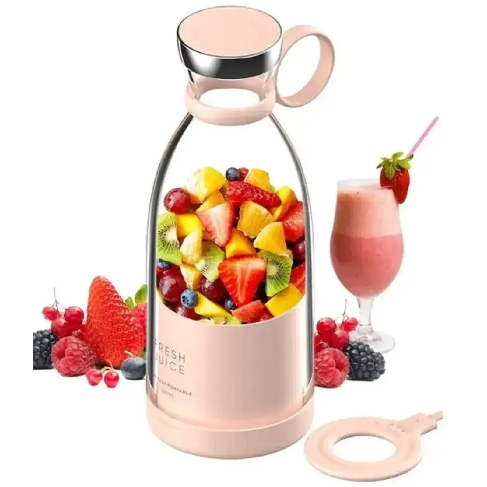 Блендер Fresh Juice Portable Mini Fruit Blender 350 ml Pink