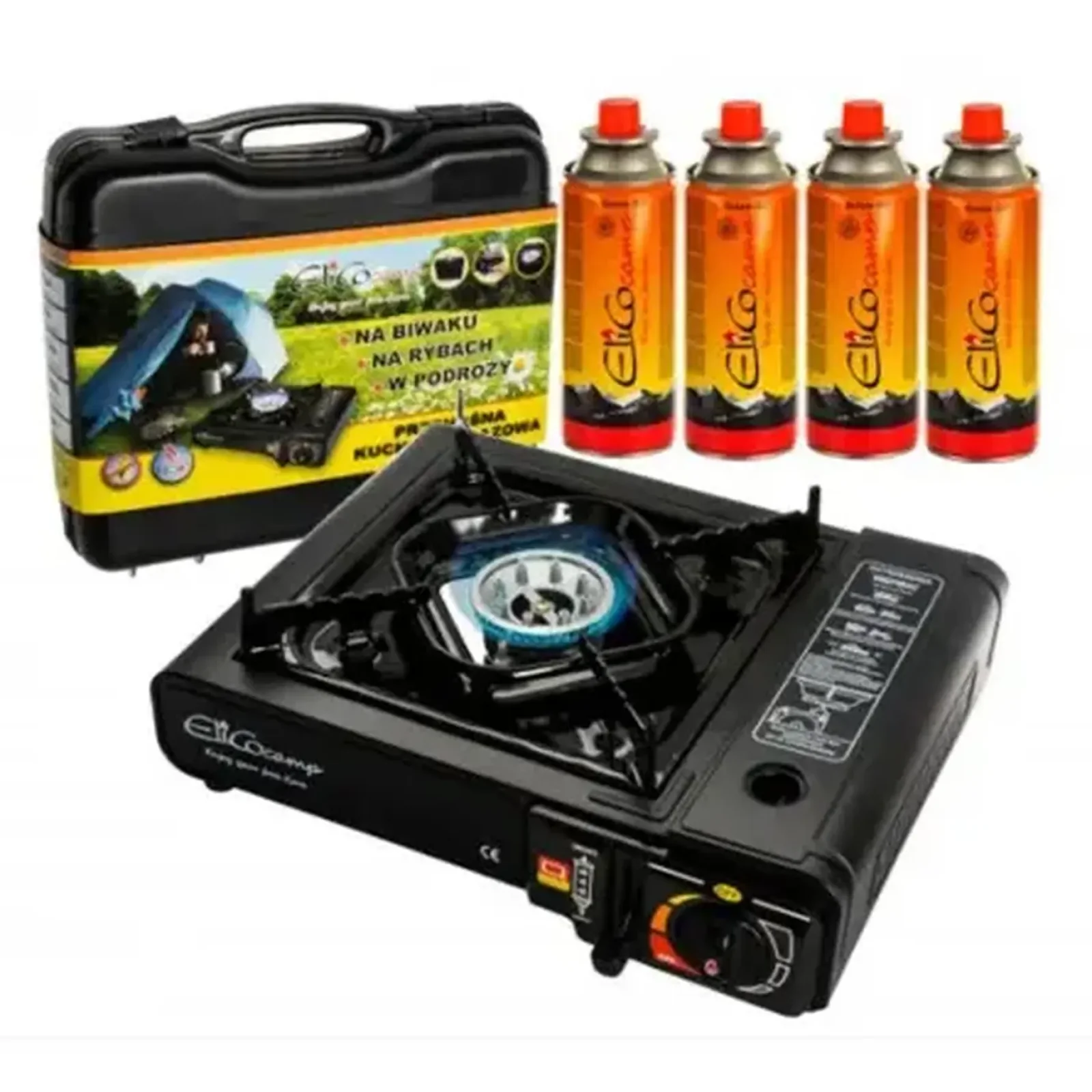 Плита газова одноконфорна ElicoCamp JY-500A + 4 картриджи 227 г