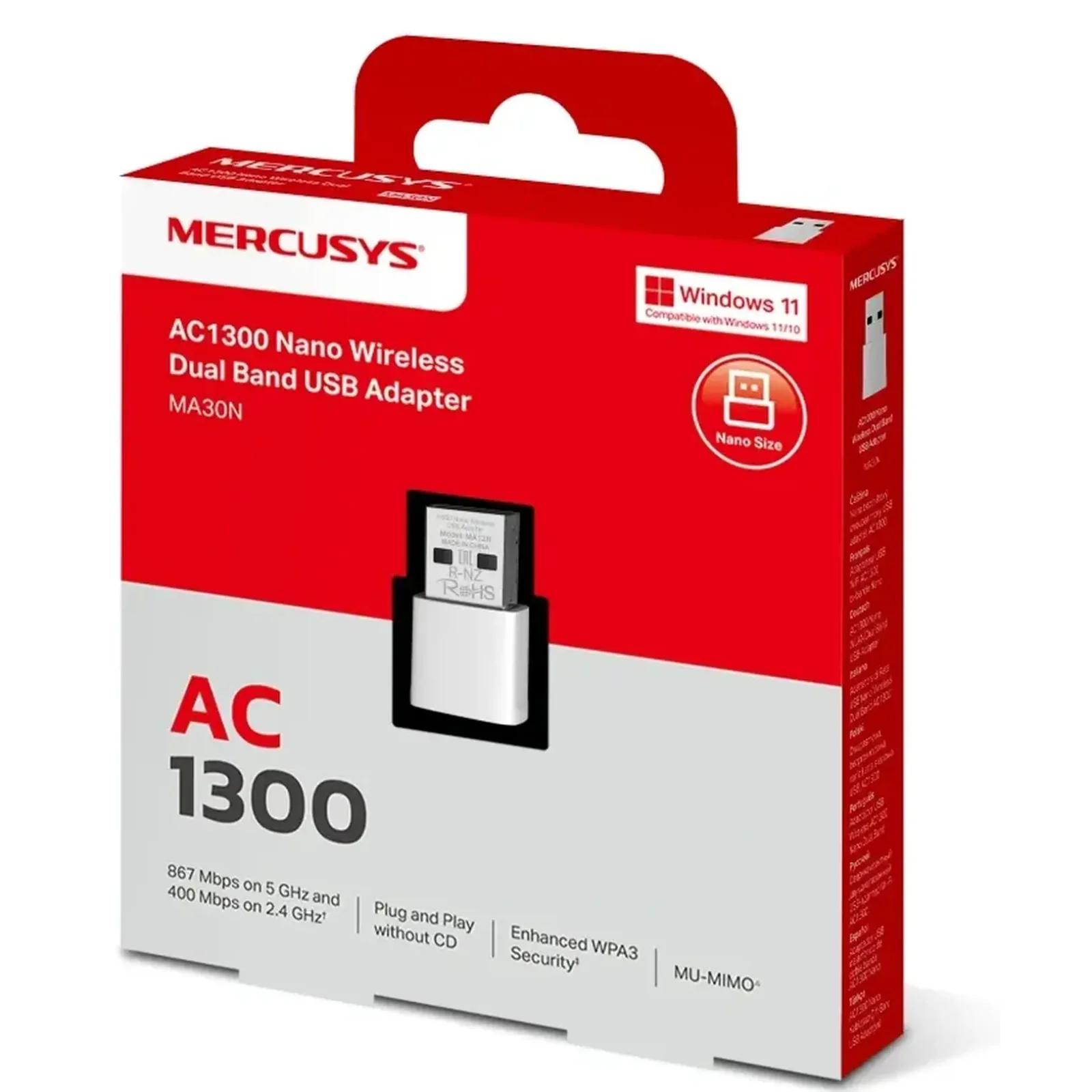 Wi-Fi адаптер Mercusys USB MA30N AC1300 UA