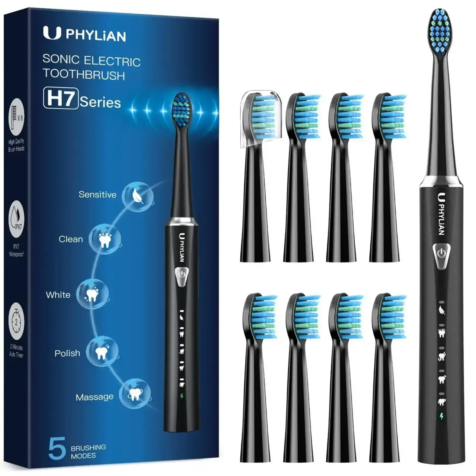 Електрична зубна щітка Phylian Sonic Electric Toothbrush H7 Series Black