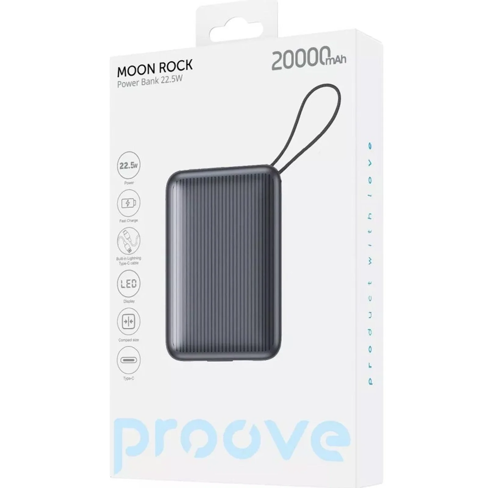 Зовнішній акумулятор Proove Moon Rock 22.5W 20000mAh Gray (PBM222012105)