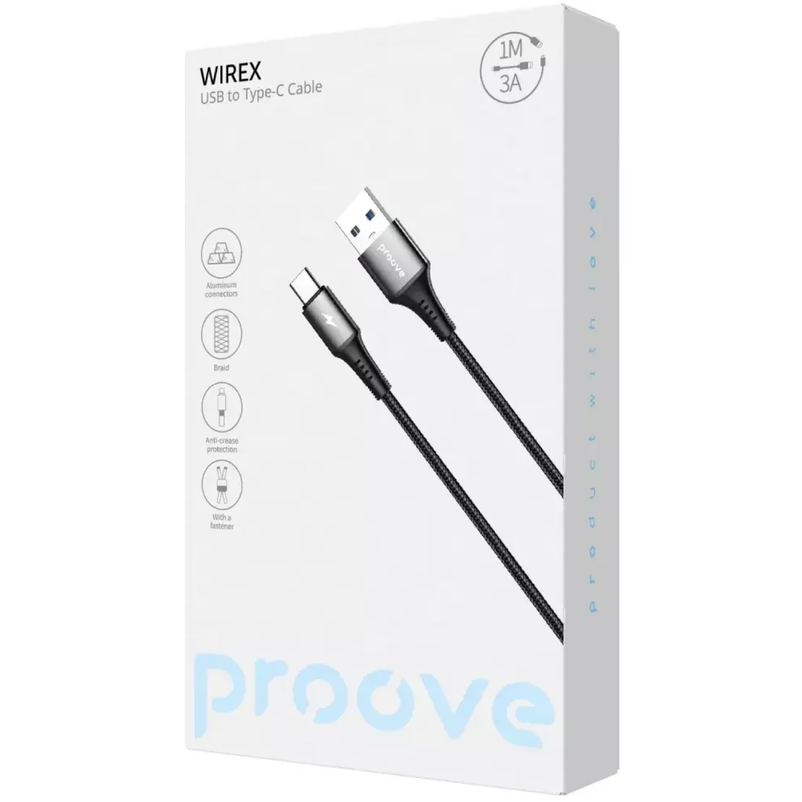 Кабель Proove WireX USB to Type-C 3A (1m) Black