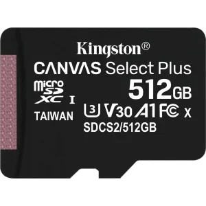 Карта пам'яті Kingston 512 GB microSDXC Class 10 UHS-I U3 Canvas Select Plus (SDCS2/512GBSP)
