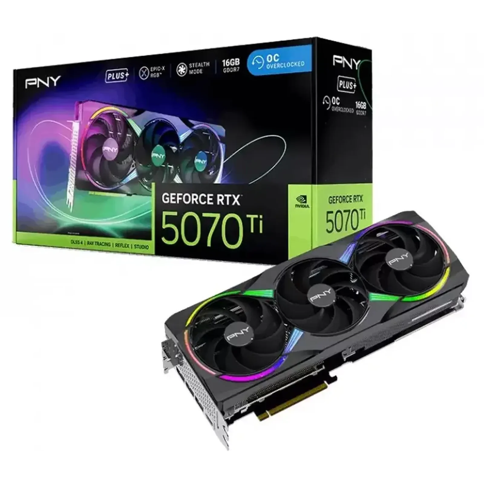 Видеокарта PNY GeForce RTX 5070 Ti EPIC-X RGB Overclocked Triple Fan Plus (VCG5071T16TFXXPB1-O)