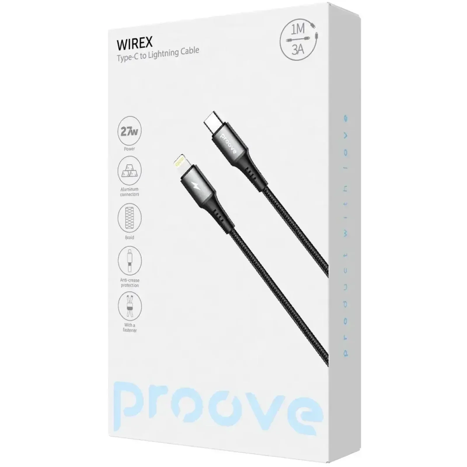 Кабель Proove WireX Type-C to Lightning 27W (1m) Black