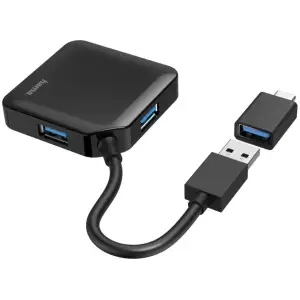 USB-хаб Hama 4 Ports USB 3.2, USB-C Adapter Black (00200116) UA
