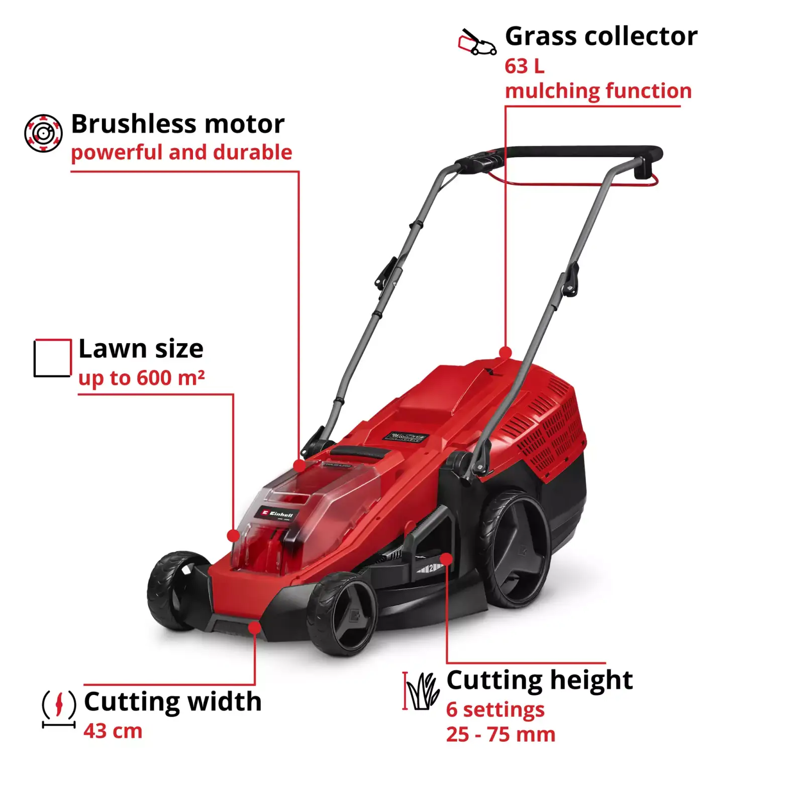Газонокосилка Einhell GE-CM 36/43 Li M - Solo (без АКБ и ЗУ) (3413246) UA