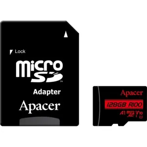 Карта пам'яті Apacer 128GB MicroSDHC UHS-I Class 10 + SD adapter (AP128GMCSX10UB-R) UA
