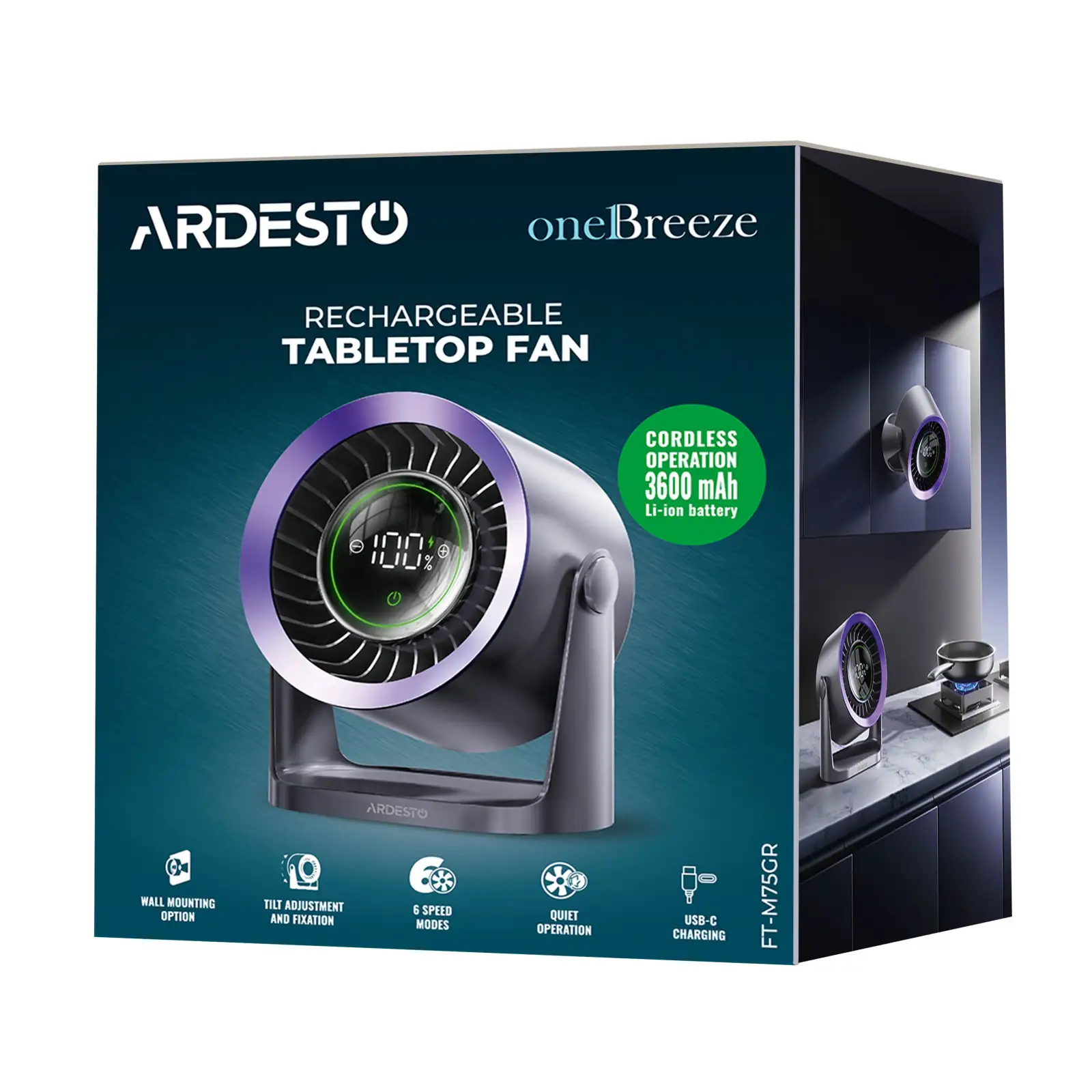 Вентилятор ARDESTO OneBreeze FT-M75GR UA