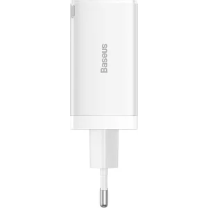 СЗУ Baseus GaN5 Pro 65W (2 Type-С+USB ) + Кабель Type-C to Type-C 100W (1m) White (CCGP120202)