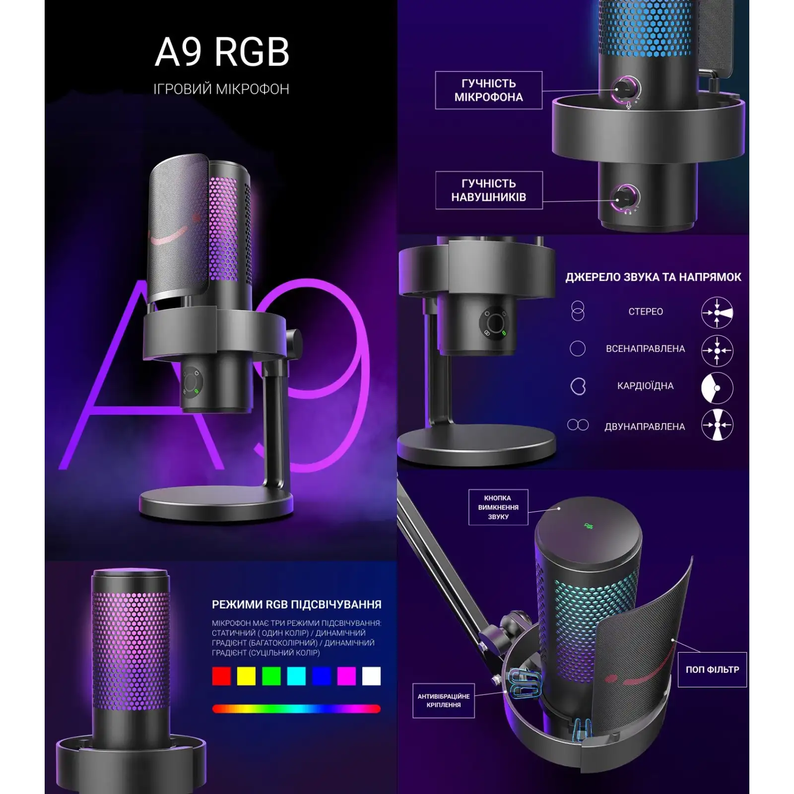 Микрофон Fifine A9 Black UA