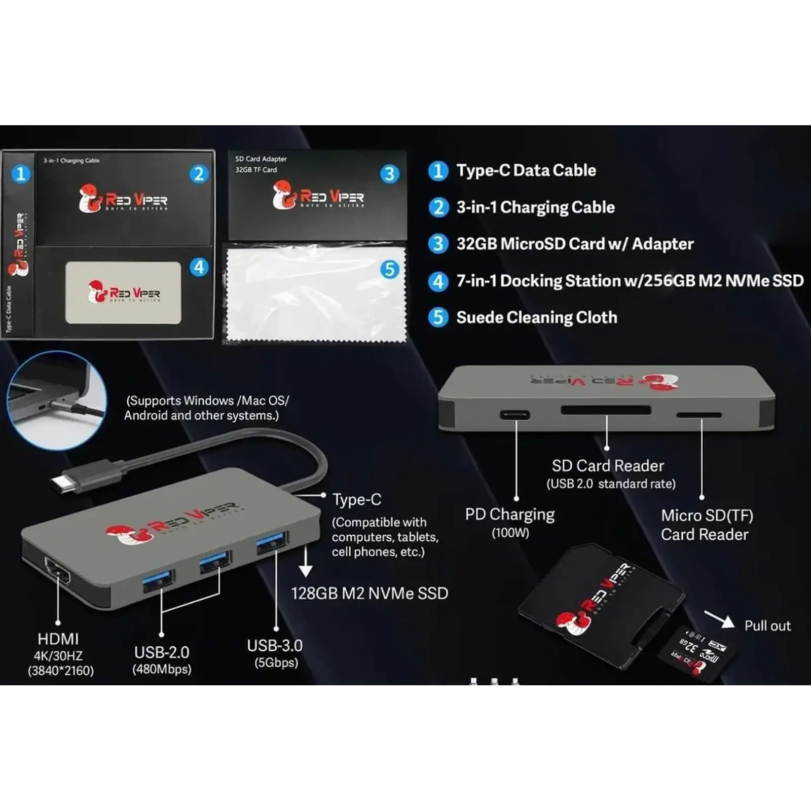Док-станция Red Viper H3A SSD 256GB + TF32GB