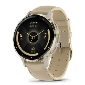 Смарт-годинник Garmin Venu 3S Soft Gold Stainless Steel Bezel with French Gray Case and Leather Band (010-02785-55)