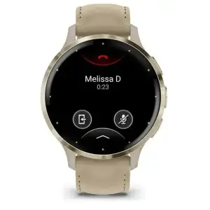 Смарт-годинник Garmin Venu 3S Soft Gold Stainless Steel Bezel with French Gray Case and Leather Band (010-02785-55)