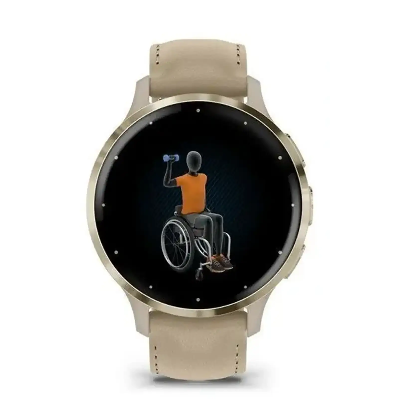 Смарт-годинник Garmin Venu 3S Soft Gold Stainless Steel Bezel with French Gray Case and Leather Band (010-02785-55)