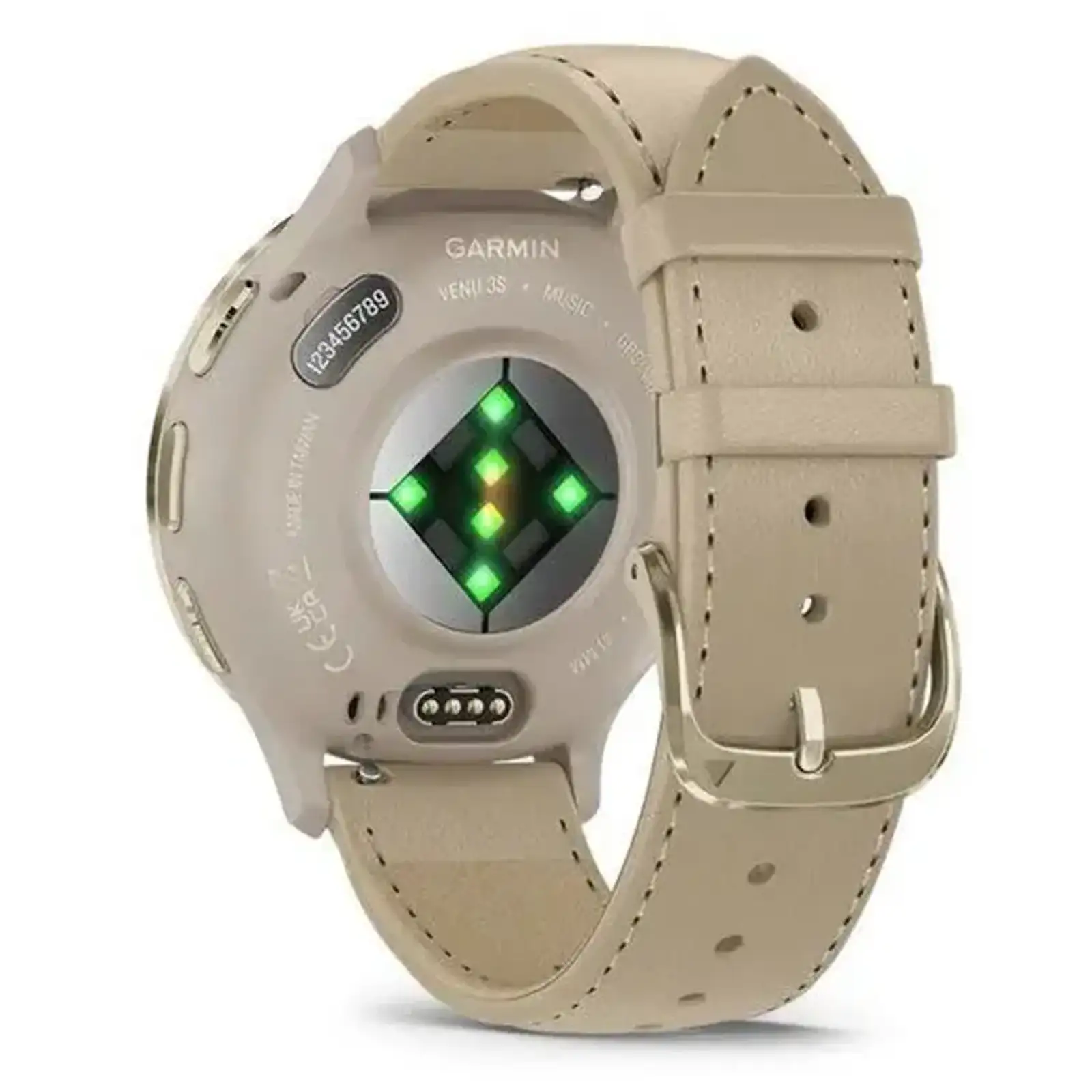 Смарт-годинник Garmin Venu 3S Soft Gold Stainless Steel Bezel with French Gray Case and Leather Band (010-02785-55)