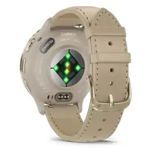 Смарт-годинник Garmin Venu 3S Soft Gold Stainless Steel Bezel with French Gray Case and Leather Band (010-02785-55)