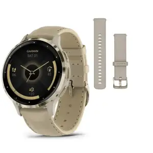 Смарт-годинник Garmin Venu 3S Soft Gold Stainless Steel Bezel with French Gray Case and Leather Band (010-02785-55)