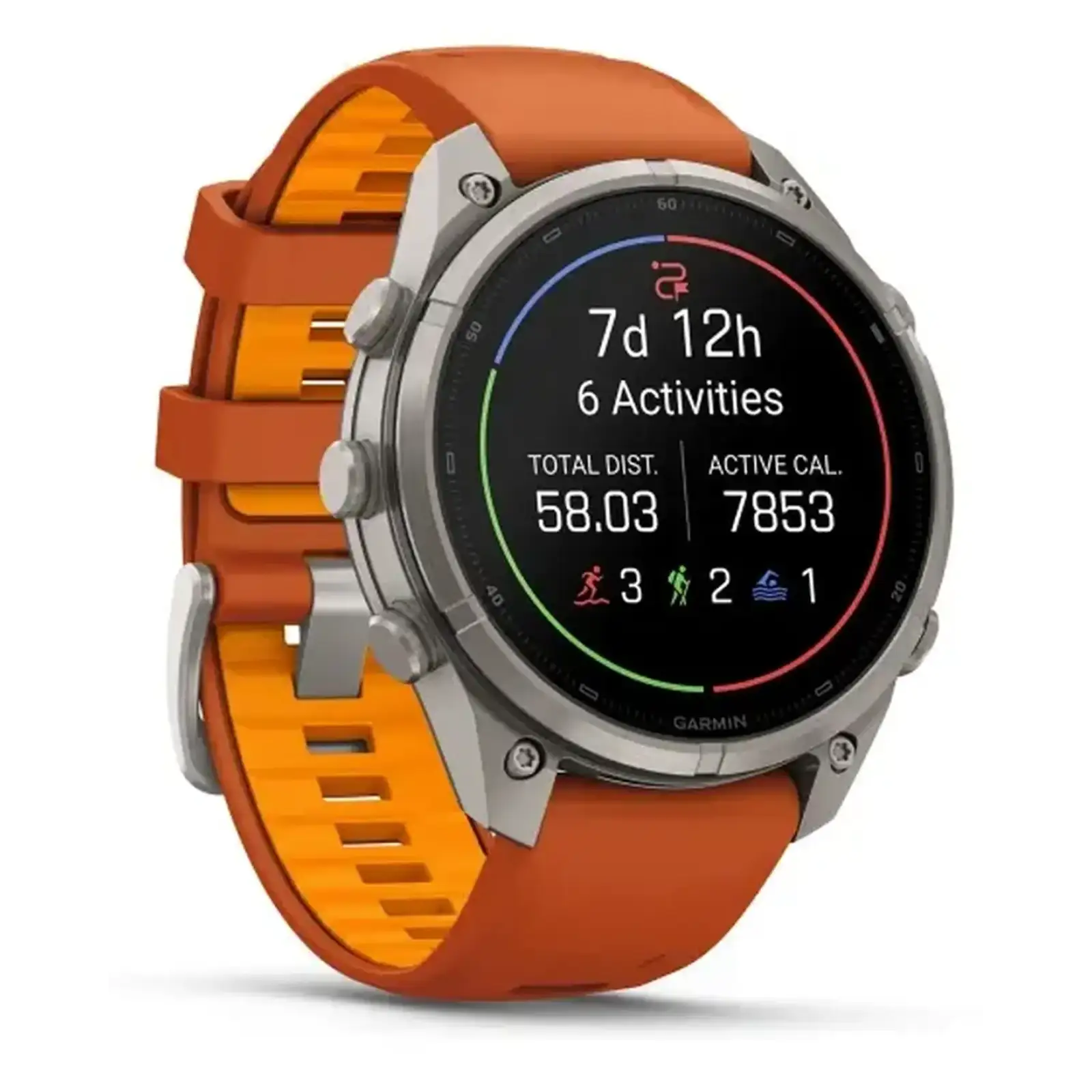 Смарт-годинник Garmin Fenix 9 Pro 47mm Titanium with Autumn Orange/Spark Orange Silicone Band (010-04336-05/06)