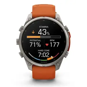 Смарт-годинник Garmin Fenix 9 Pro 47mm Titanium with Autumn Orange/Spark Orange Silicone Band (010-04336-05/06)